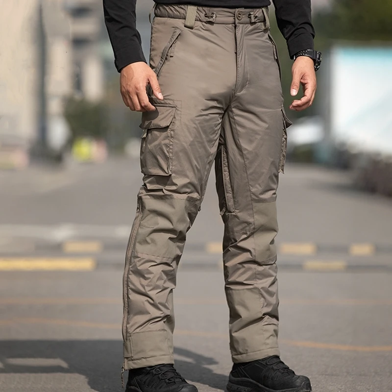 

Winter Outdoor Tactical Cotton Pants Mens Side Zip Thick Warm Waterproof Hiking Skiing Pants Field Combat Military Work Trousers