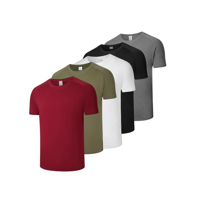 Summer Men's Running Shirts Workout Sport Fitness Cotton Ultra Slim Fit Nine Sleeve Length USA Collar Youth Trend Autumn