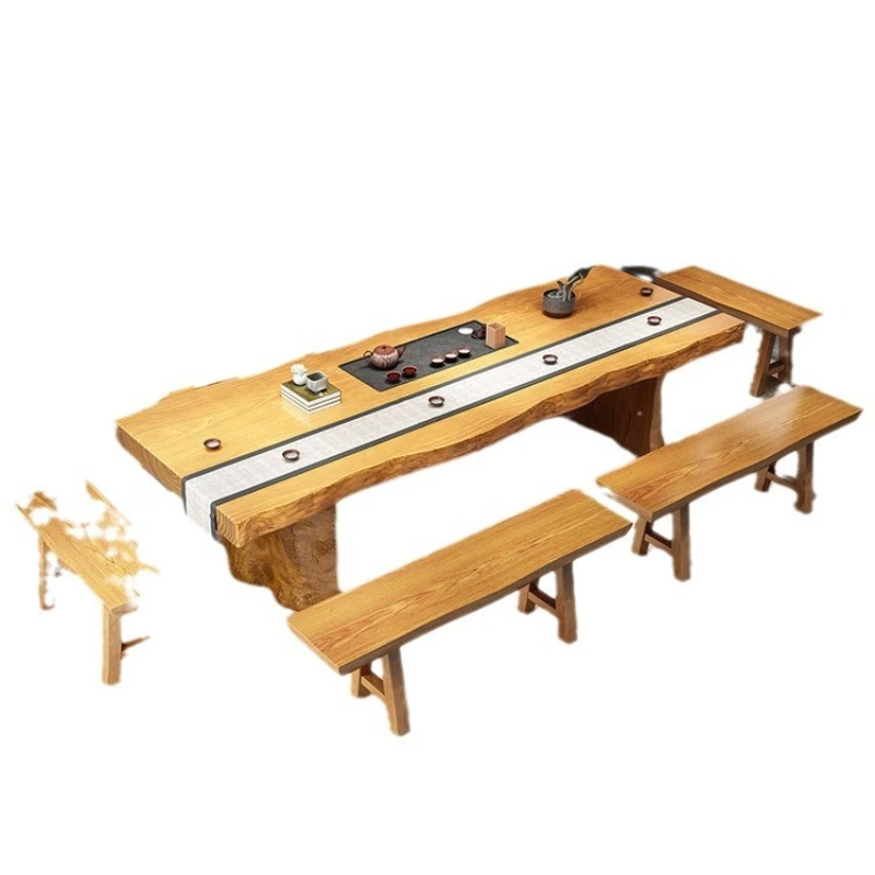 

New Chinese solid wood tea table and chair combination, home office Wujinshi tea table