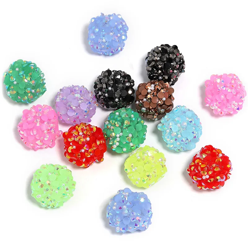 Trendy New 20pcs 18mm AB Resin Rhinestones Ball Beads Fit Fashion Necklace Earring Ornament Akcesoria Materiał Długopis Making