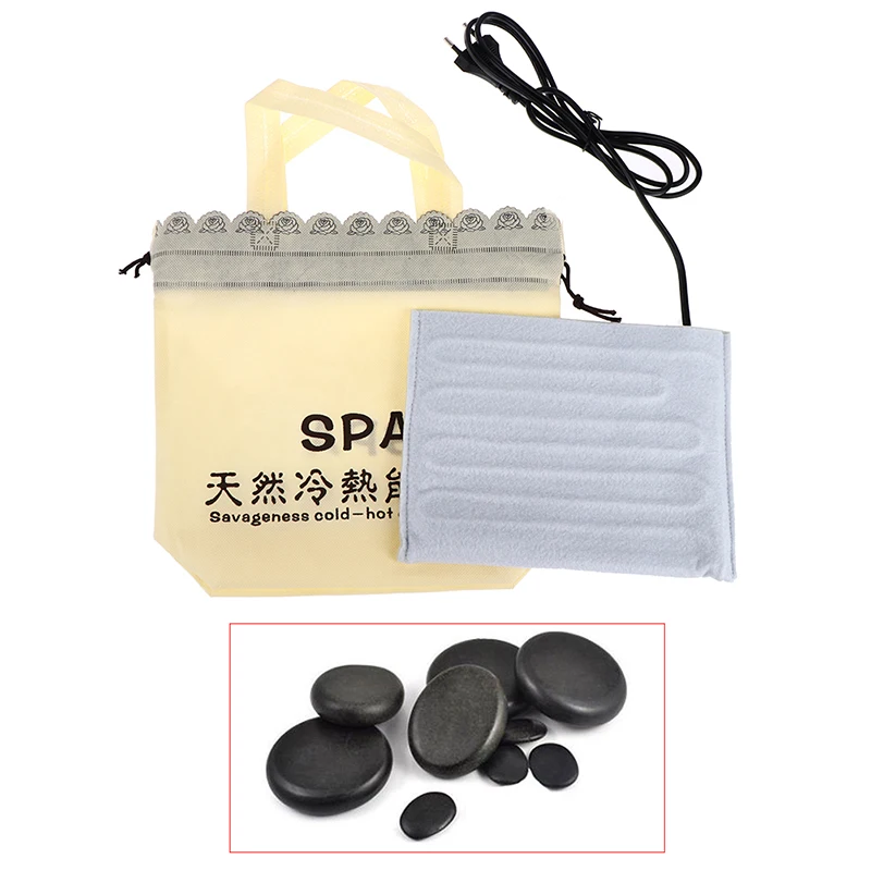 Hot Rocks Massage Stones Warmer Heater Electric Heating Bag Body Spa Pain Relief