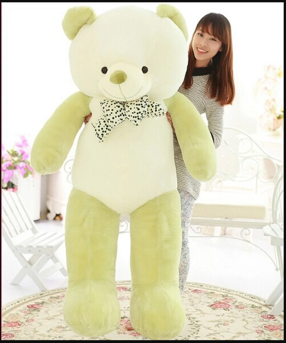 big lovely plush Teddy bear toy stuffed light green teddy bear with bow birthday gift about 140cm