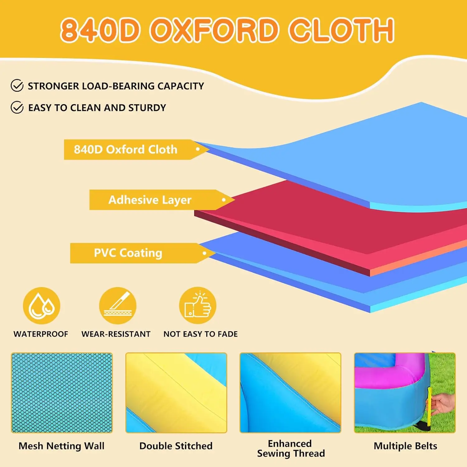 Casa gonfiabile rimbalzante con ventilatore d'aria da 350 W, castello da esterno per bambini che salta per cortile, parco, asilo, acqua rimbalzante Sli