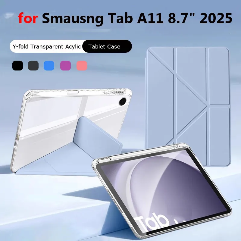 

Case for Smausng Galaxy Tab A11 8.7" 2025 SM-X133 X135 Tab A11 Plus 11 Inch Acrylic Transparent Y Fold Case Shockproof Casing