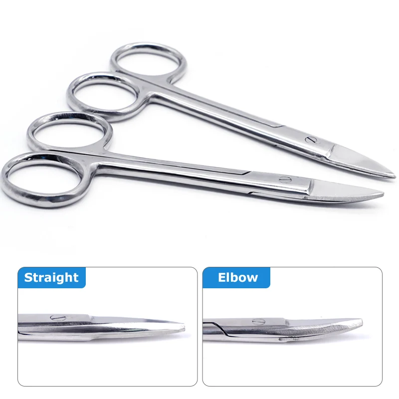 1pc Metal Crown Scissors Stainless Steel Straight Curved Tip Surgical Instrument Scissor Orthodontic Tools