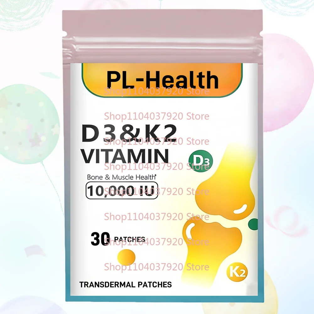 

30 трансдермальных пластырей с витамином D3 K2 для здоровья костей и зубов, а также для поддержки здоровья мышц и сердца