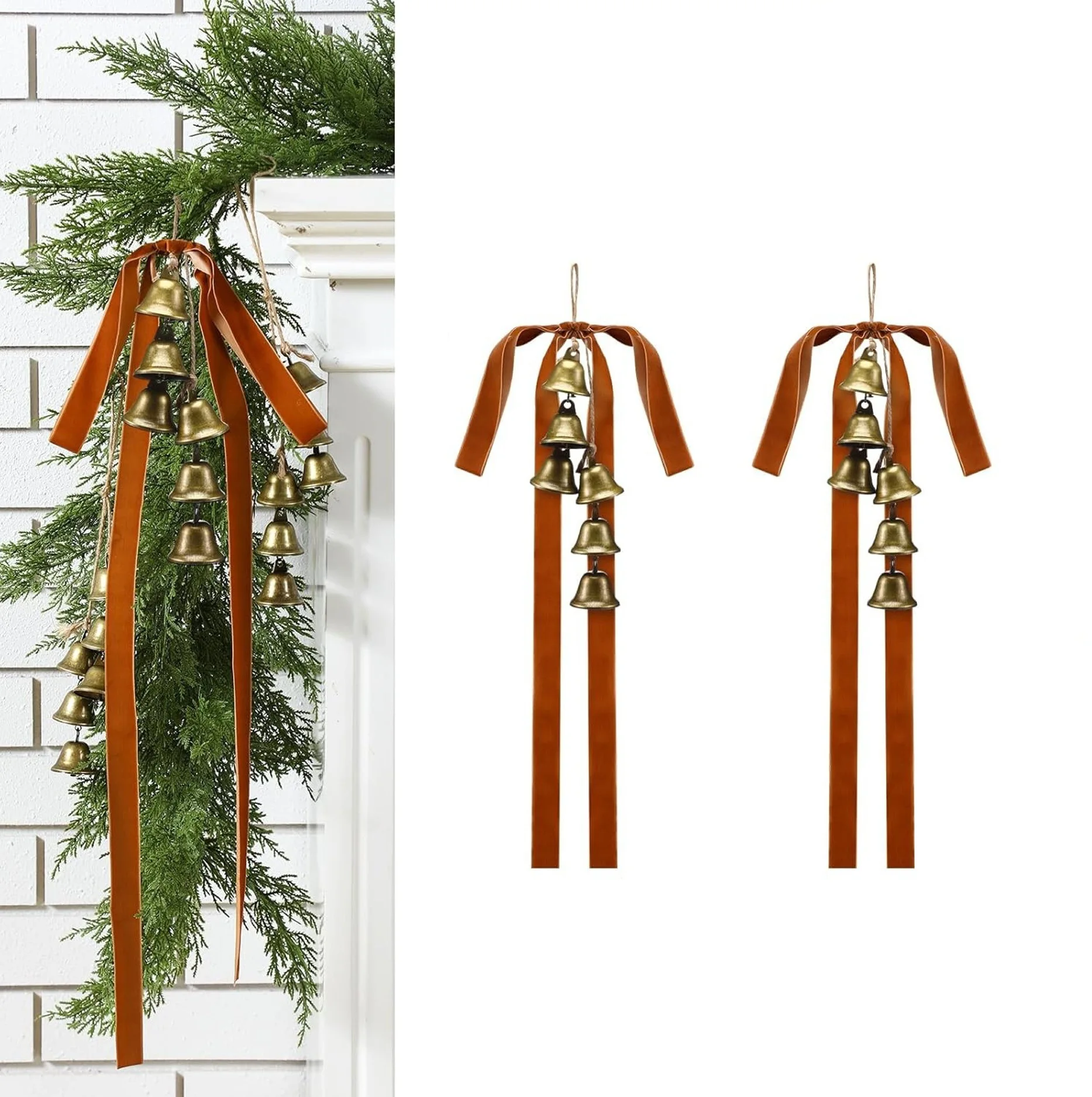 

2PC Christmas Bell Ornaments - DIY Hanging Decorations for Tree, Wreath, Mantel - Holiday Home Decor, Gift Topper, Festive Craft