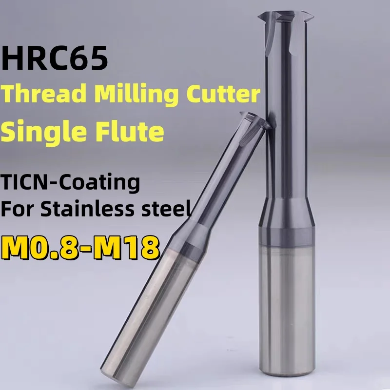 

1pcs Single Tooth Thread Milling Cutter Ticn Coating CNC M0.8M2M4M6M8M10M12-M18 Tungsten Steel Machining Center For Steel mills