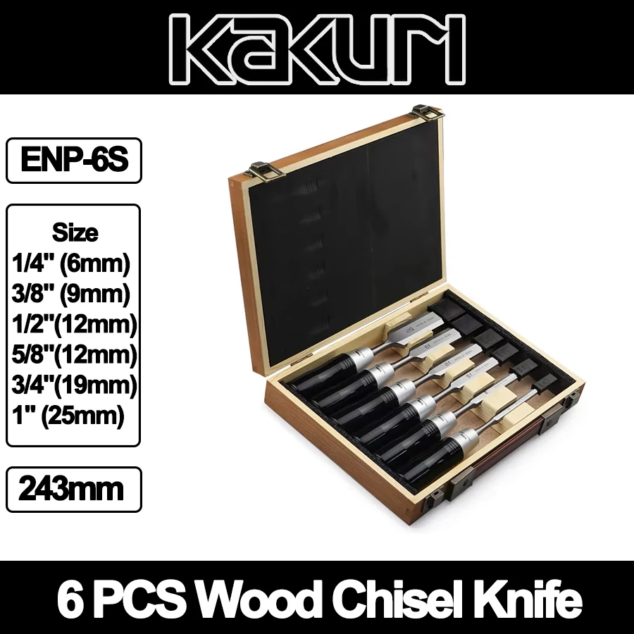 

KAKURI 6 PCS Wood Carving Chisel Set Woodworking Professional Carpenter Tools Lengthened Blade Art Carving Knife ENP-6S