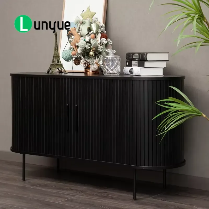 Luxury Modern Brown Solid Wood Sideboard Hand Carved Console Table Buffet Cabinet Home Furniture Living Room Storage Decor