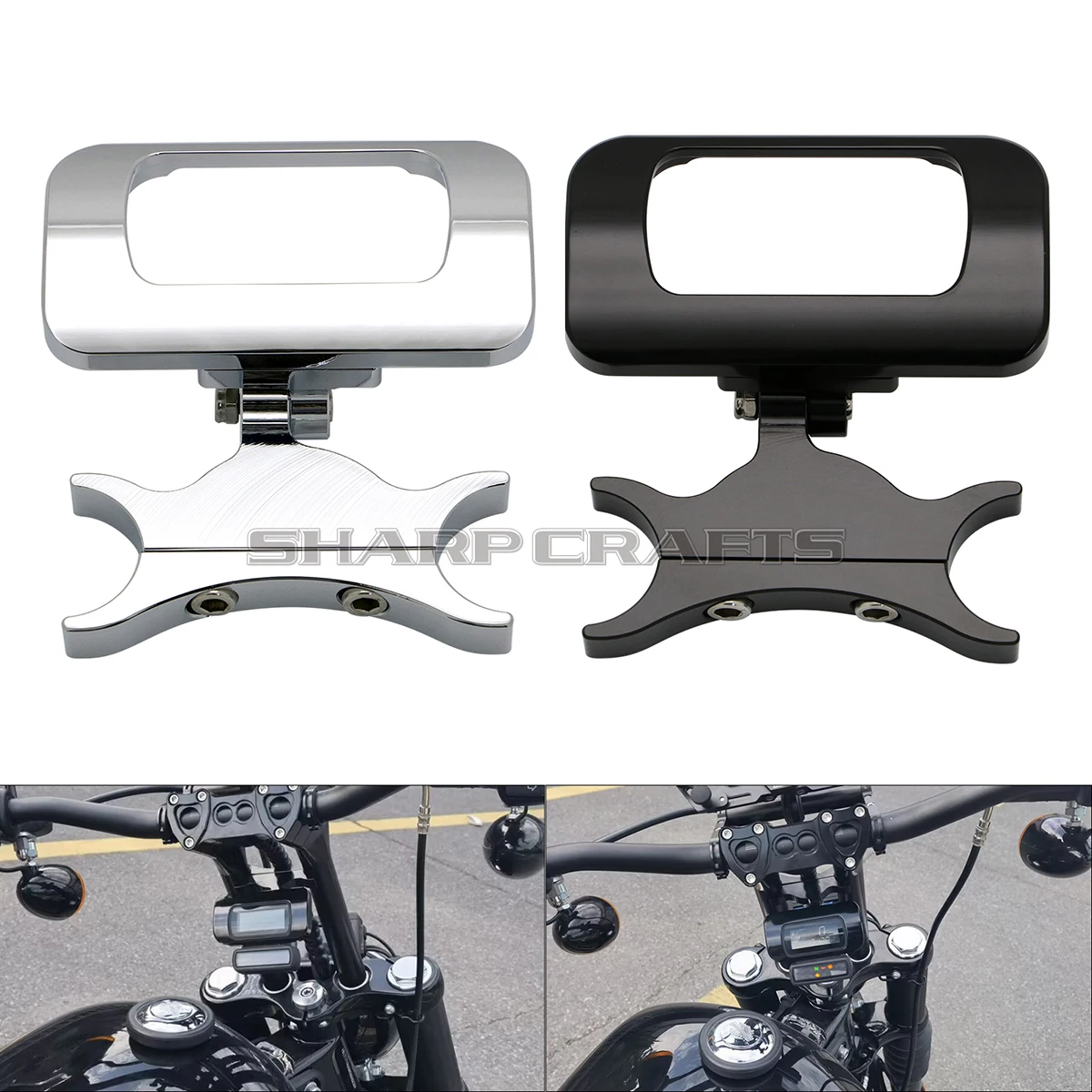 Motorcycle Handlebar Riser Relocation Digital Gauge Mount For Harley Davidson Softail Street Bob FXBB Breakout FXBR FXBRS 114