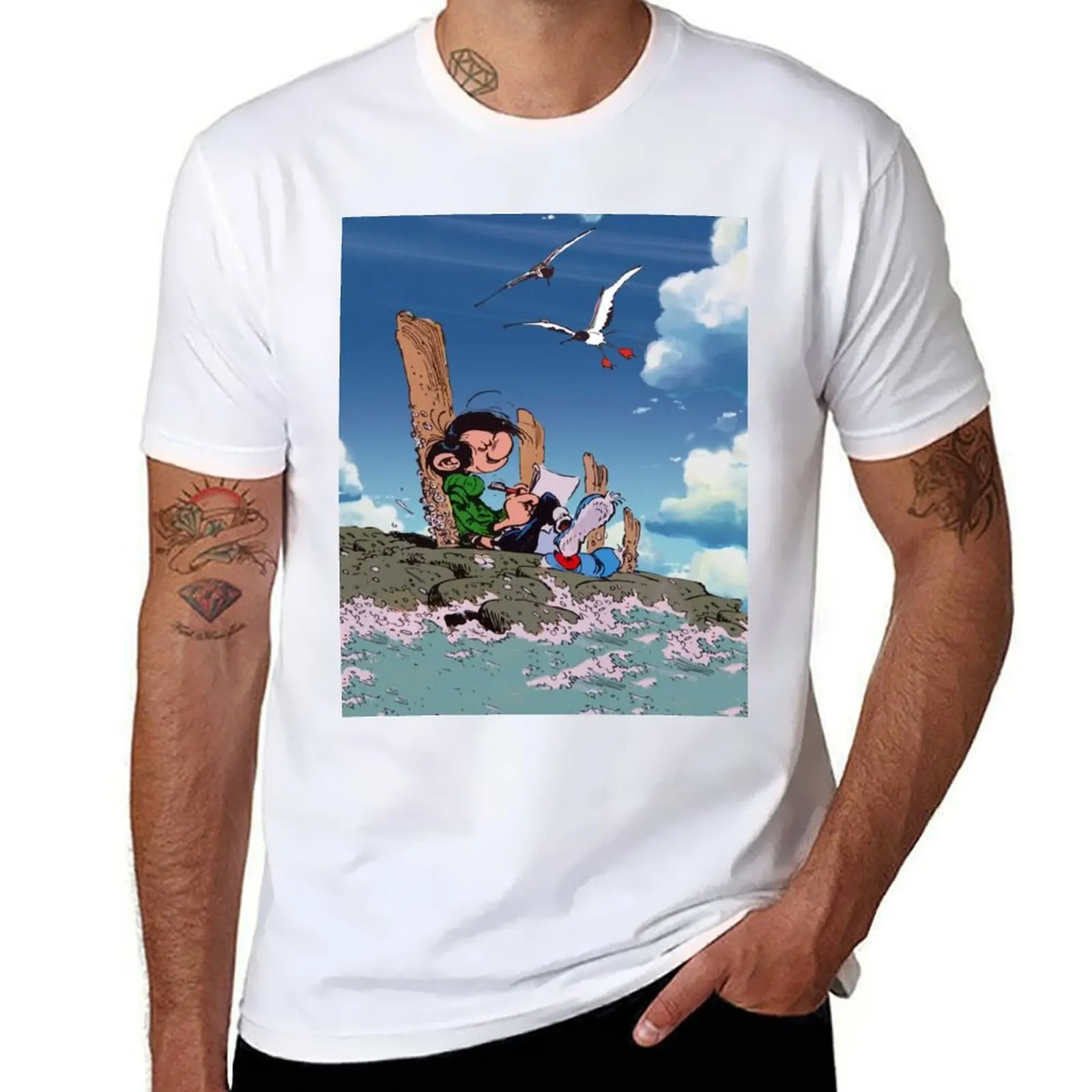 

Gaston Goof on Dock T-Shirt cotton t shirts high quality t shirt man luxury T-Shirt