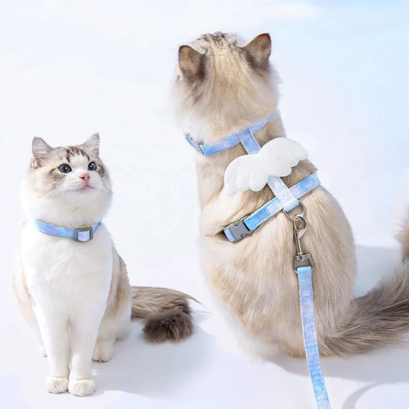 Cute Cat Harness Leash Set with Wings Adjustable Pet Chest Straps for Cats Rabbit Puppy Kitten Outdoor Walking Supplies