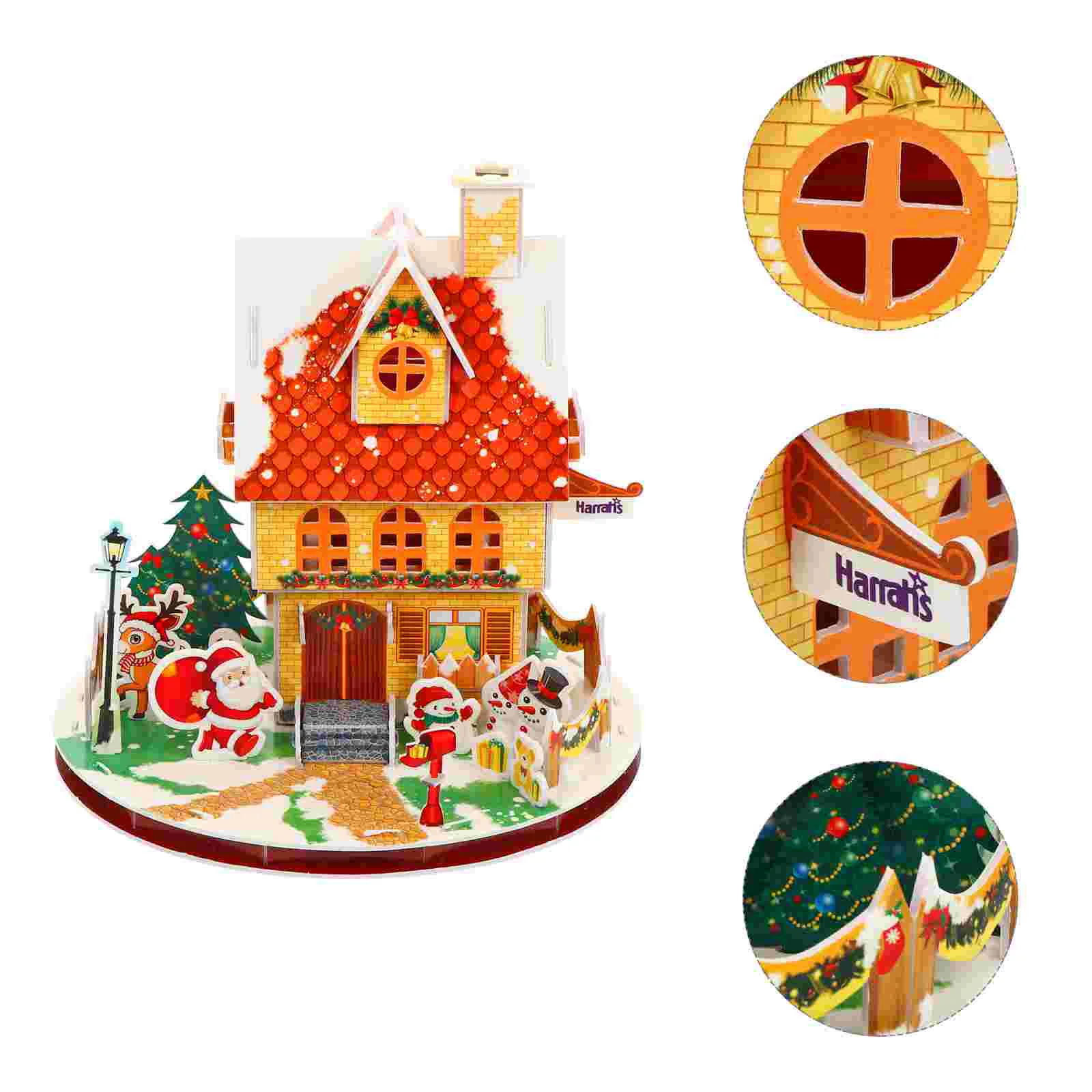 Christmas Cottage 3D House Puzzle Jigsaw Xmas Gift Kids Paper Cabin The Puzzles