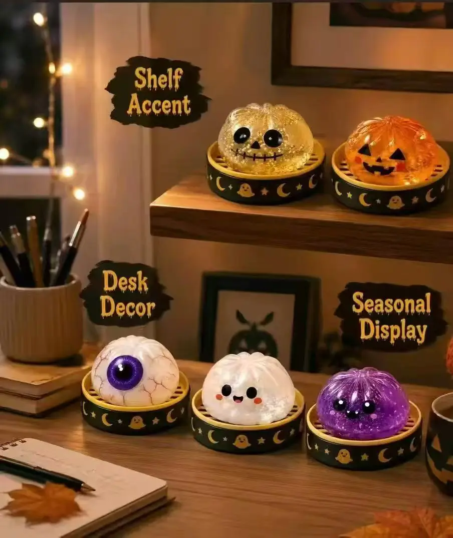 Halloween Ghost Pinch Music Joke Bun Maltose Squeezing Release Toy Grip Stress Relief Gift Set