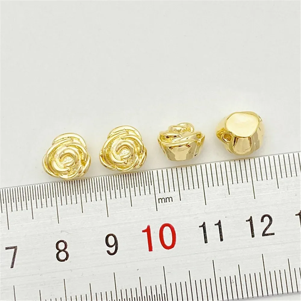 

14K Gold-wrapped Rose Through-hole Beads Loose Beads Handmade DIY Pearl Bracelet Necklace Jewelry Material Accessories