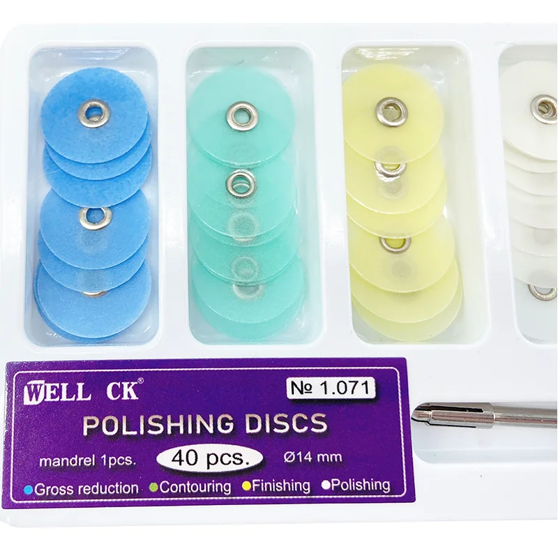 WELL CK 40/80Pcs Dental Polishing Discs Gross Reduction Contouring Mandrel Stripes Set Dental Materials Teeth Whitening