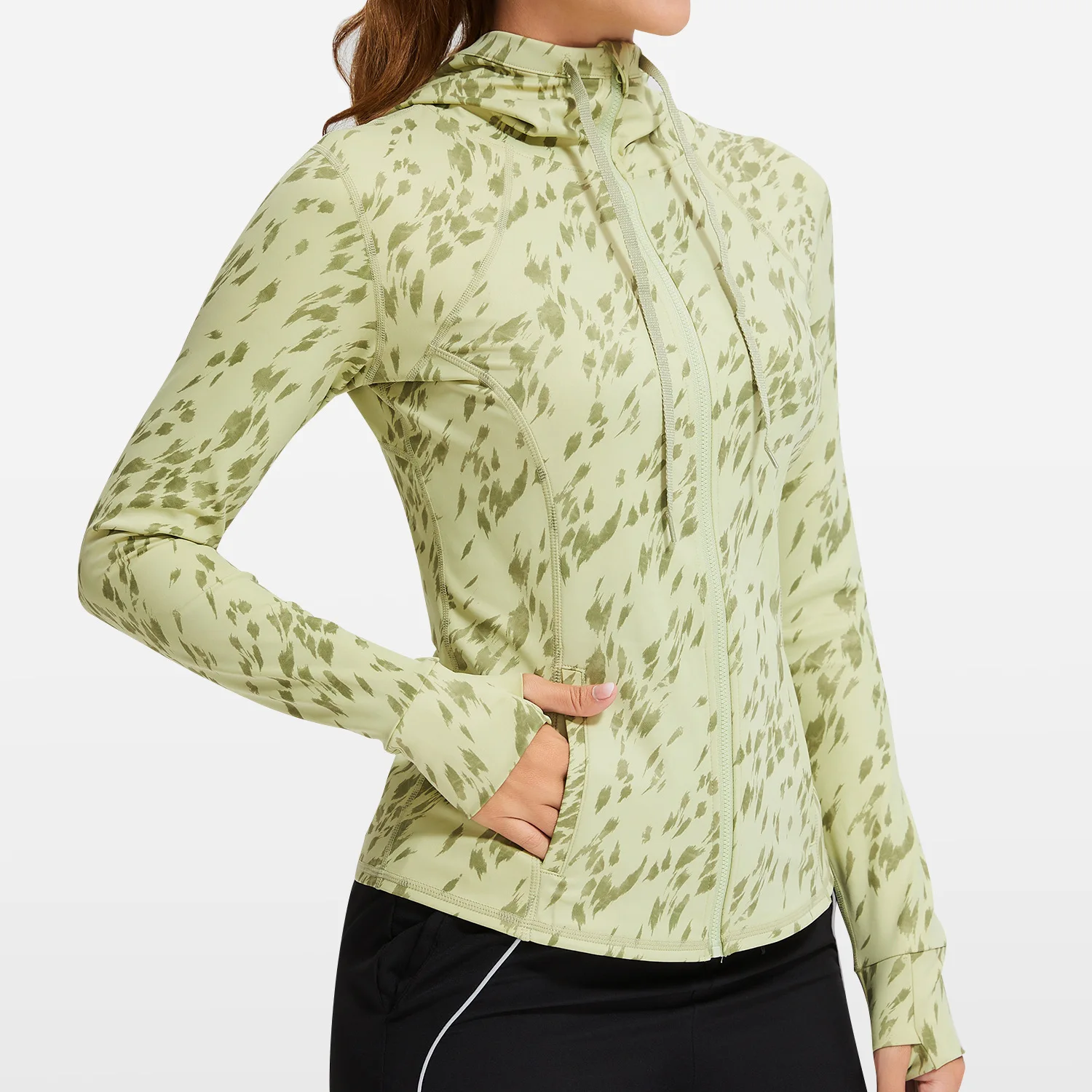 

Женская спортивная куртка на молнии, пальто для йоги, быстросохнущая камуфляжная куртка для фитнеса, толстовки для бега, спортивная одежда, топ для тренировок в тренажерном зале, осень-зима