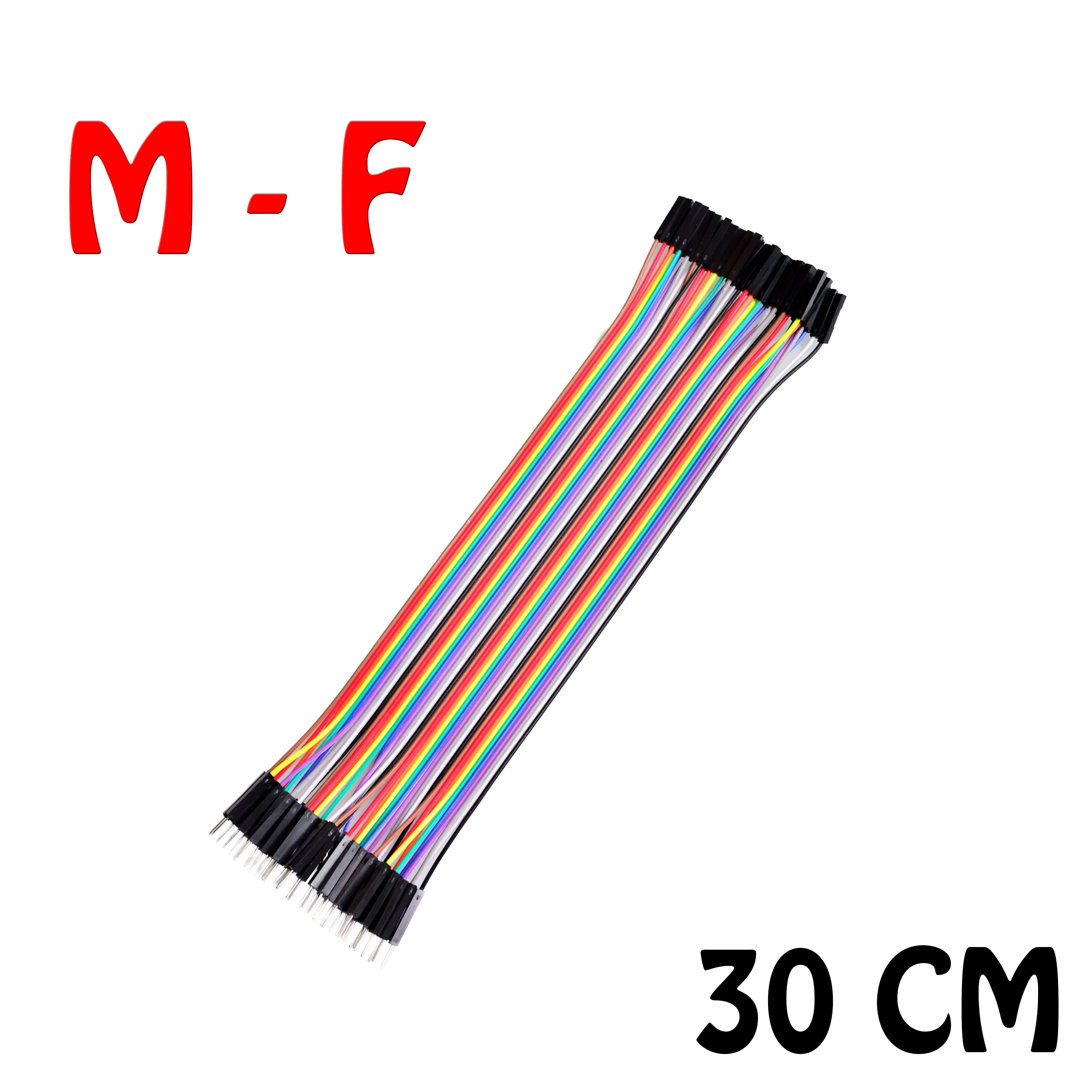 (30cm)40pcs in Row Dupont Cable 30cm 2.54mm 1pin 1p-1p Female to Male jumper wire