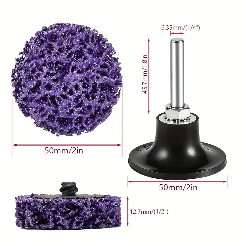 Roda de polimento com suporte, disco de moagem, roda de decapagem, limpar e remover tinta, 2 polegadas, 10 PCs, 21PCs