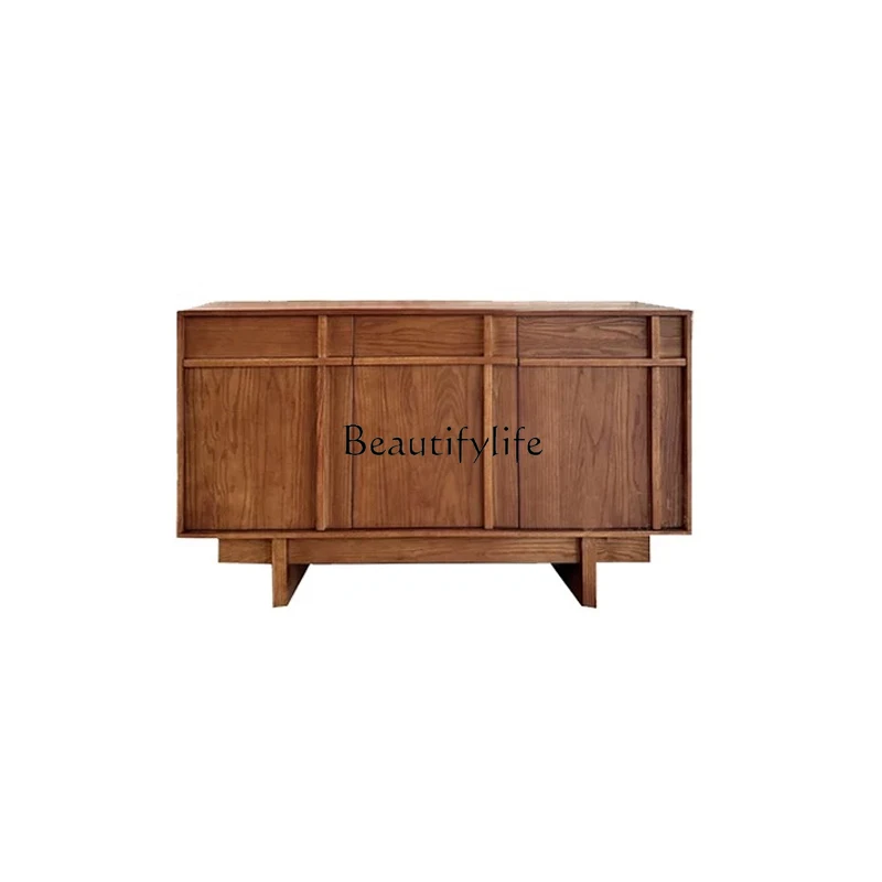 

French medieval style dining side cabinet retro solid wood display wall side cabinet restaurant custom furniture