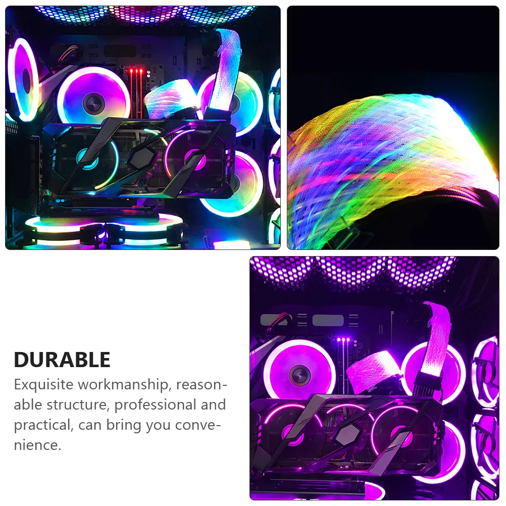 

Rgb Extension Cable 5V 3-Pin Argb Sync Power Cord Weaving Mesh Design Flexible Non-Glare Lighting Sleeved Cable Computer