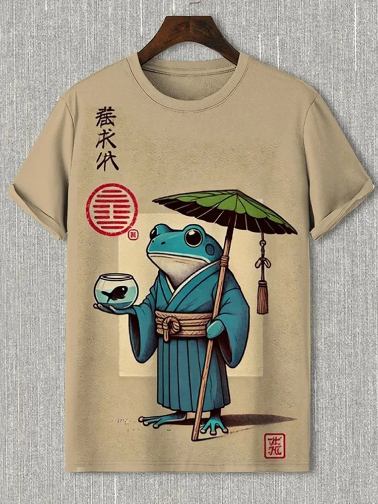 Men's Cool Summer Short-Sleeve T-Shirt with Fighting Rooster Print—Trendy Street-Style Men's Crew-Neck Short-Sleeve Top