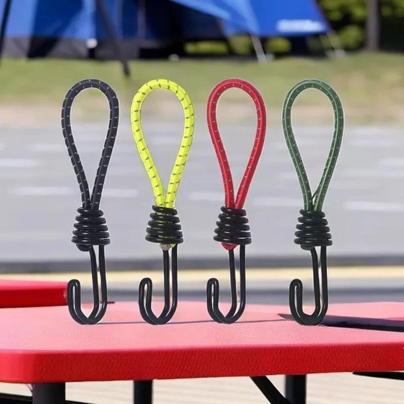 10pcs Tent Elastic Rope Cord Hook Multi-purpose Outdoor Camping Canopy Tarp Tent Fixing Cord String Carabiner Hook Accessories