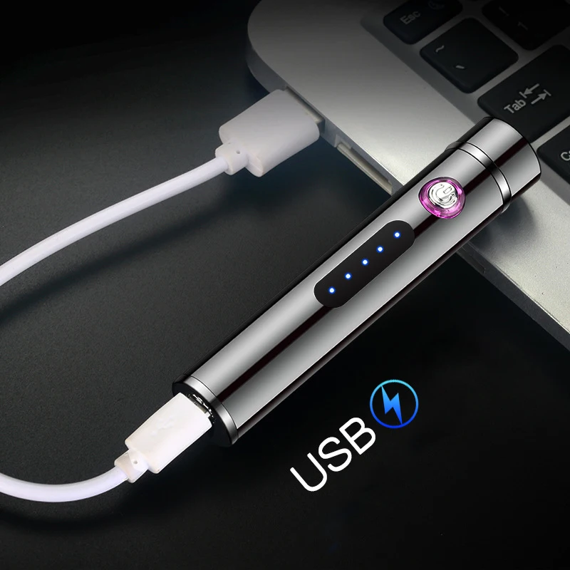 Touch Sensing USB Charging Lighters Double Arc Lighters Metal Windproof Lighters Cigarette Lighters Men\'s Gadget Funny Lighters