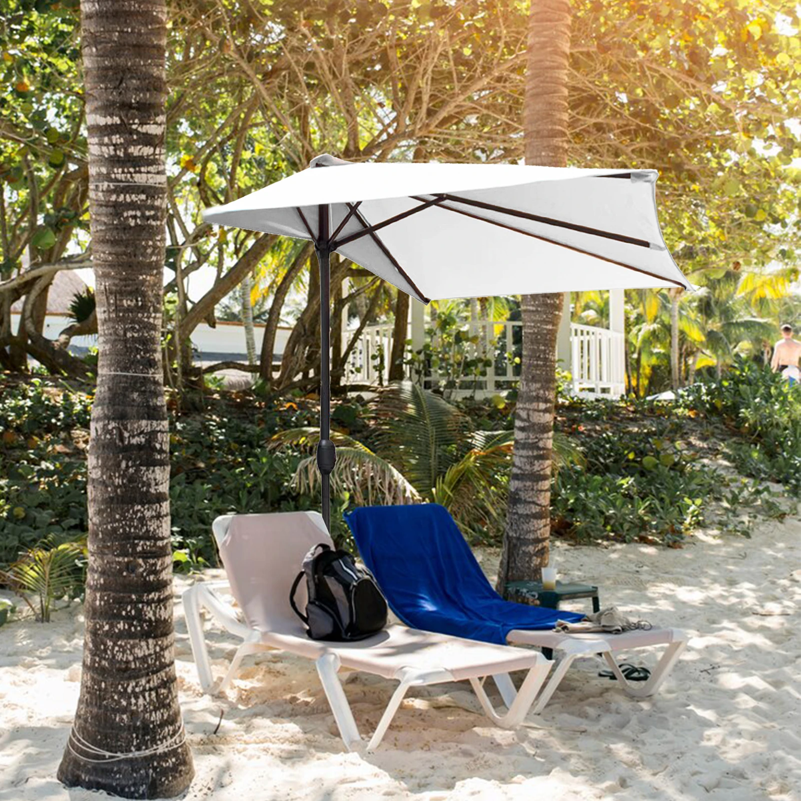 C5 Outdoor half-side umbrella surface polyester umbrella cloth replacement sunscreen garden wall umbrella cloth Without Skeleton