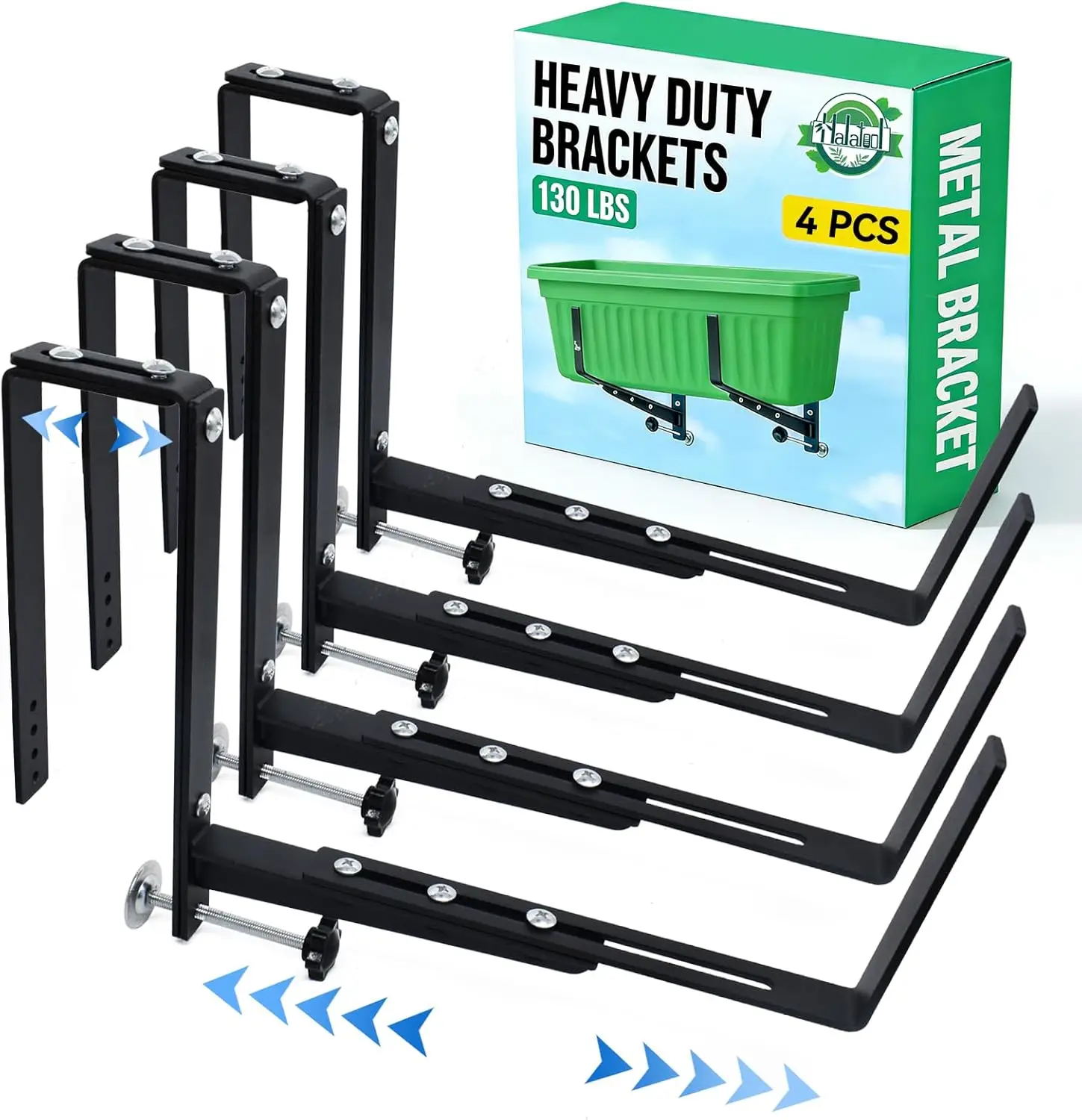 

Усиленный кронштейн для оконных ящиков, регулируемый настенный держатель для цветочных ящиков на балконе, веранде, заборе