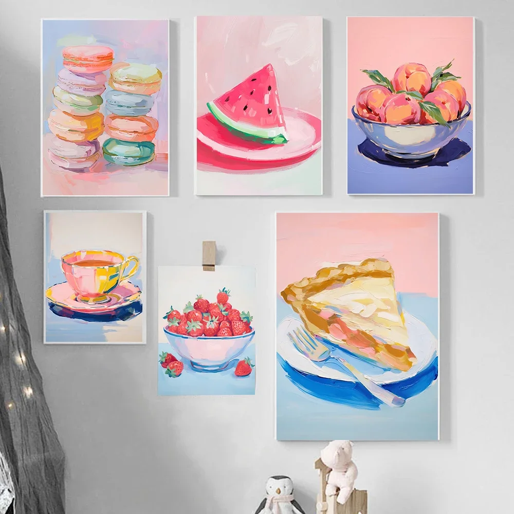 Canvas Painting Colorful Summer Popsicle Poster Still Life Dining Room Food Print Wall Art Picture Home Kitchen  Wall