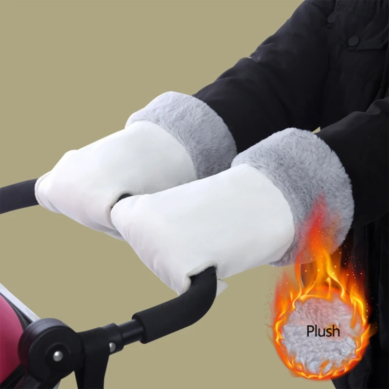 Wózek z polarową mufką, wiatroszczelny wózek rękawiczki uchwyt wózka, mufka ręczna, trzymaj ręce w cieple na śniegu