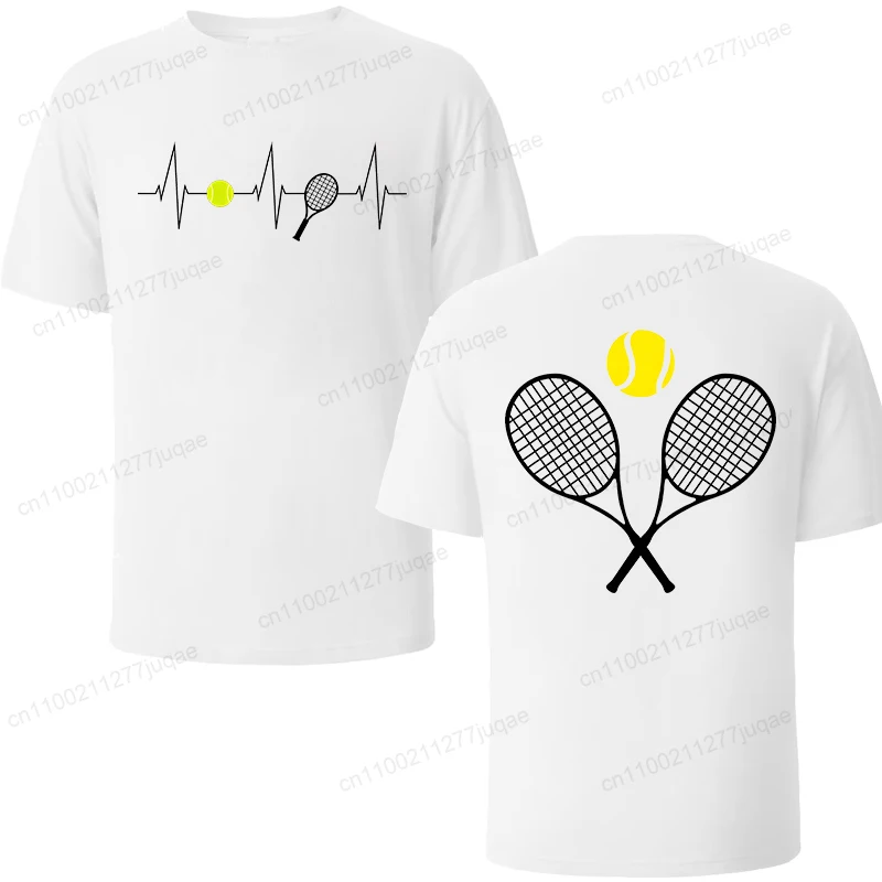 Minimalistische Club-Tennis-Grafik-T-Shirts für Herren, locker sitzend, für Sommer, Sport, Alltag, Freizeit, Hip-Hop, Streetwear, Sommer-Freizeit-T-Shirts, Oberteile – Detail 4
