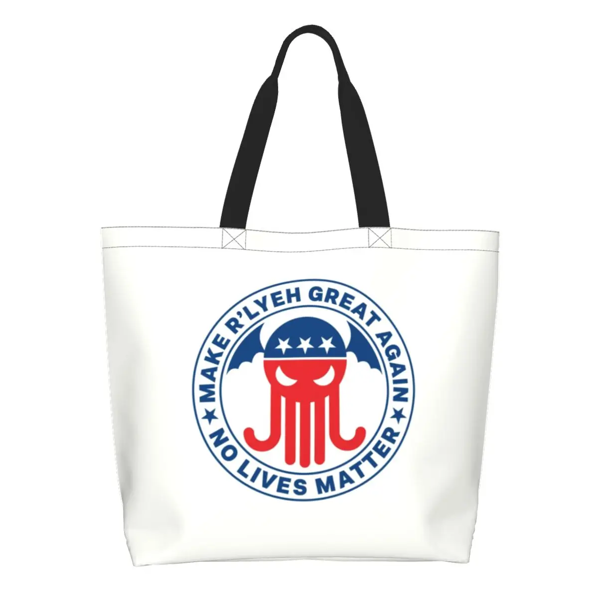 Custom Cthulhu Make R'lyeh Great Again No Lives Matter Shopping Canvas Bag  Reusable Large Capacity Groceries Tote Shopper Bags