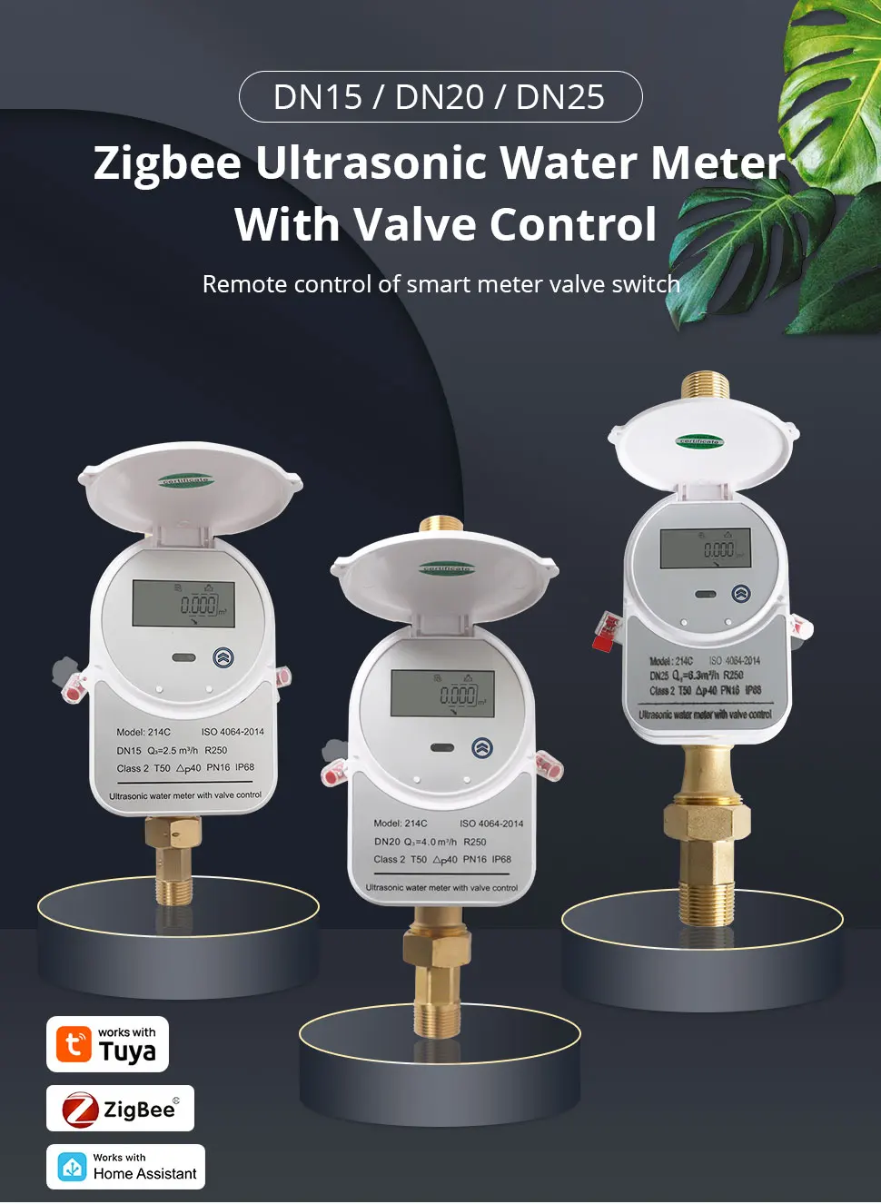 Zigbee Ultraschall-Wasserzähler DN15 DN20 DN25 mit Ventil, LCD-Display, Wassermenge, Durchflussverbrauch, Messung IP68, Arbeit mit Tuya – Detail 2