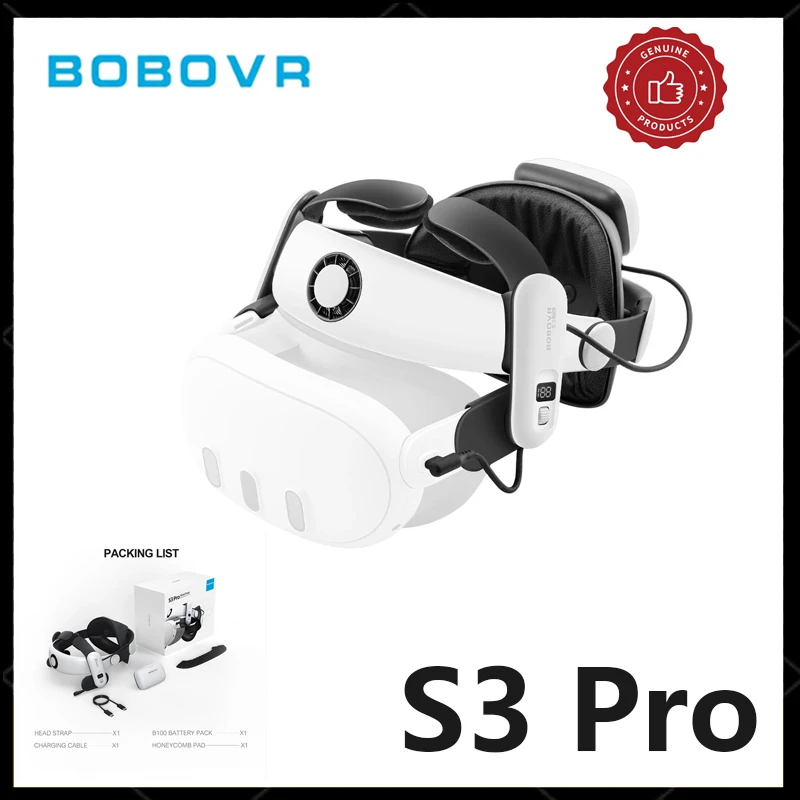 

BOBOVR S3 Pro Super Strap Compatible with Meta Quest 3 with Head Air Conditioning 10000mah Brand New Battery System VR Accessory
