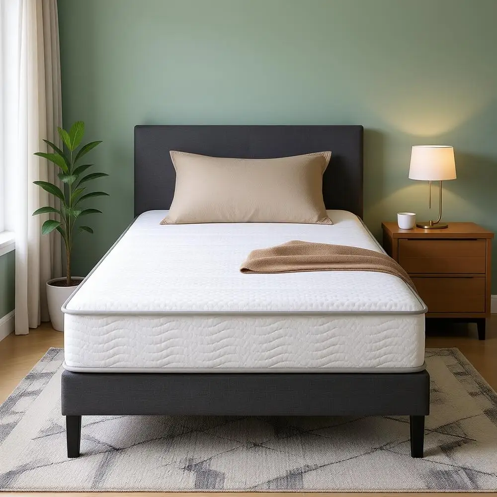 

Гибридный матрас с пружинами, 6 дюймов, размер Twin, средней жесткости, прочная поддержка, сертифицированный пенополиуретан и ткань, поставляется в коробке