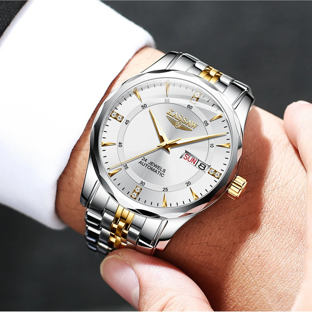 Luxury Automatic Watch Men 39mm Business Mechanical Wristwatches KASSAW Fashion Stainless Steel NH36 Movement Luminous Clocks