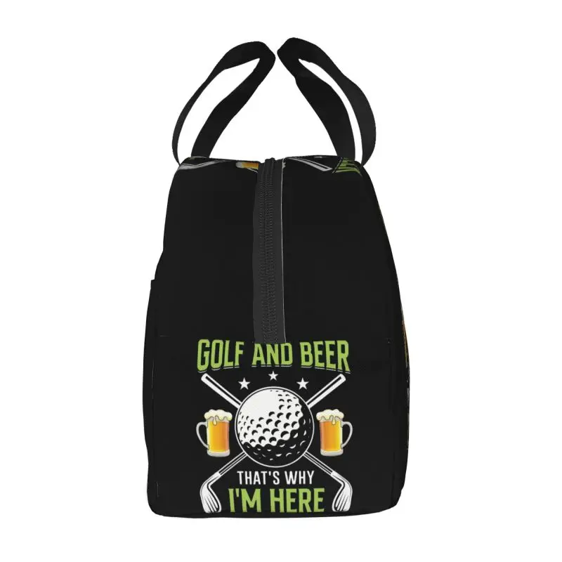 Golf And Beer Lunch Bag Portable Cooler Thermal Insulated Bento Box For Women Kids School Children Picnic Travel Food Tote Bags