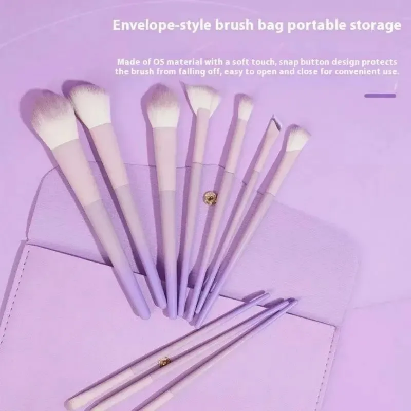 Set di pennelli per trucco color lavanda da 10 pezzi - Pennelli cosmetici in fibra sintetica premium per applicazioni professionali di trucco, coll completo
