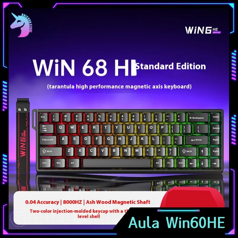 AULA Win60 Win68 HE Magnetic Switch Mechanical Keyboard Wired Keyboard 8000Hz Polling Custom Rate RT0.02 SOCD For Valorant Gamer