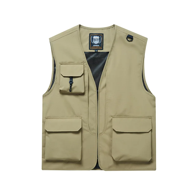 

Outdoor Climbing Photoaphy Workwear Vest Me Fabric Multi-ket Se Vest Printed LOGO Interview Clothing V-Ne Loose Fit