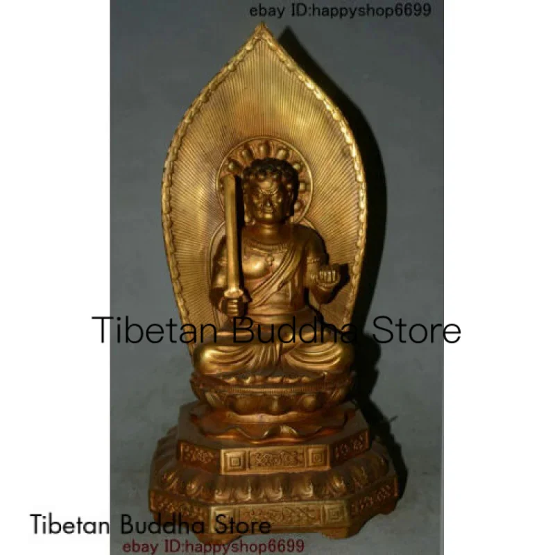 

Chinese Buddhism Bronze Gilt Fudo Myo-o / Acalanatha Buddha God Immortal Statue