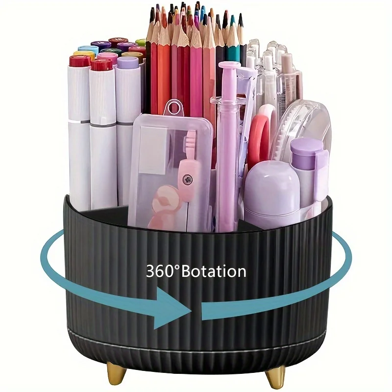 A desktop pen holder, pencil holder, 5 slots, 360° rotating desktop organization stand, office, school, pen holder jar,...