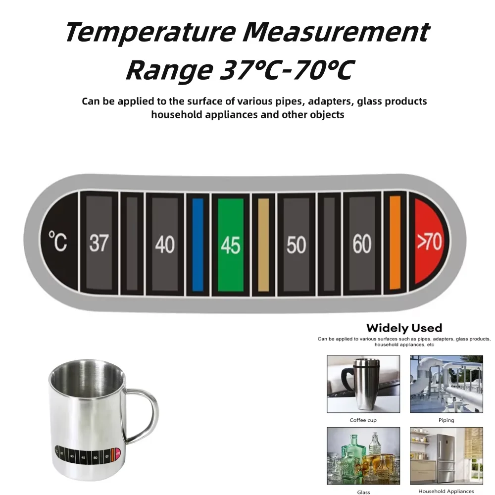 37-70℃ Stainless steel cup thermochromic thermometer with waterproof tape double-sided adhesive temperature measurement sticker