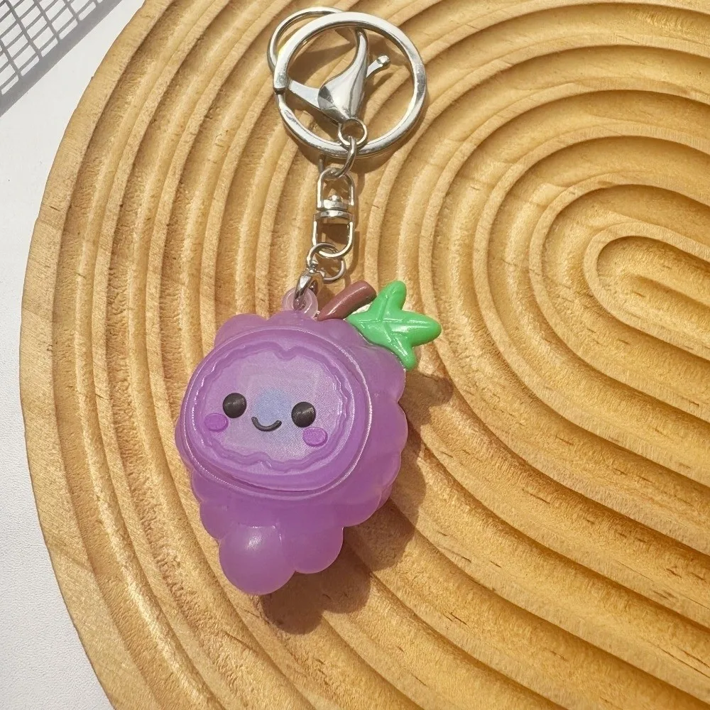 Anti-Stress Simulated Fruit Keychain Button Key Cap Hanging Ornament Fidget Keychain Toy Silicone Clicker Pendant Bag Charm