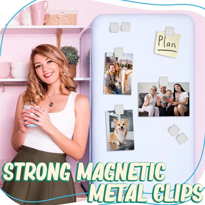 ABRJ-Klip Magnetik, 24 Buah Magnet Kulkas Magnet Papan Tulis, Klip Logam Magnet Kulkas, Klip Magnet