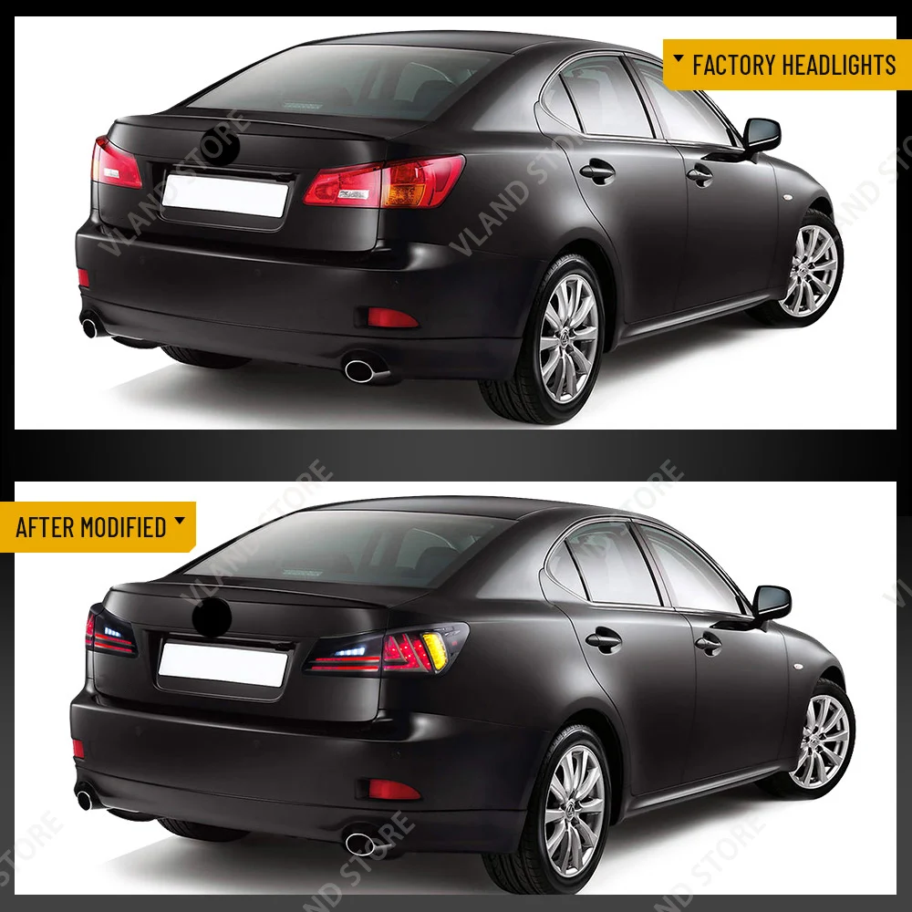 Vland 06-13 IS250 IS350 2. Generation (XE20) LED-Rückleuchten mit gelbem Blinker – Stilvolles Upgrade für verbesserte Sichtbarkeit – Detail 1