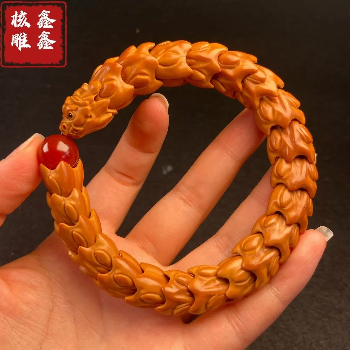 Fine Olive Kernel Carved Keel Handstring Dragon Beads Handstring Hollow Bracelets Men's and Women's Plate Play High-end Jewelry